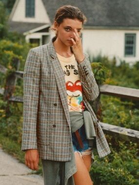Maeve Anthropologie Lilith Oversized Blazer Micro Plaid Size 12